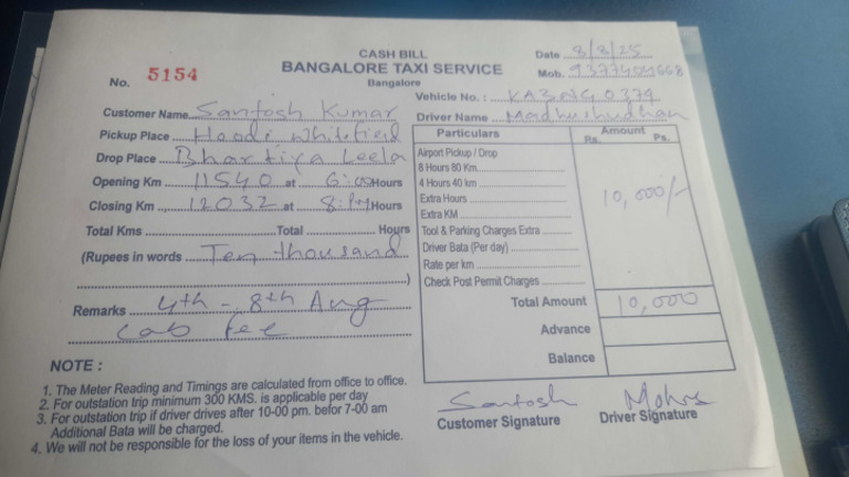 Bill Taxi Sample | PDF