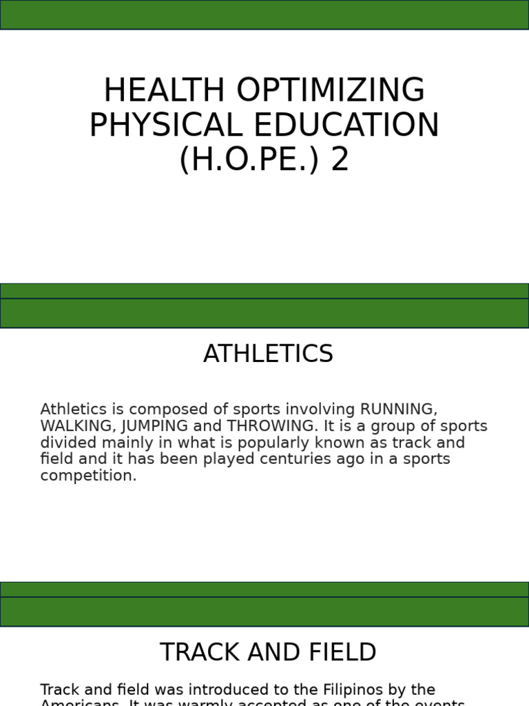 HOPE 2 Lesson 2 | PDF | Track And Field | Games Of Physical Skill