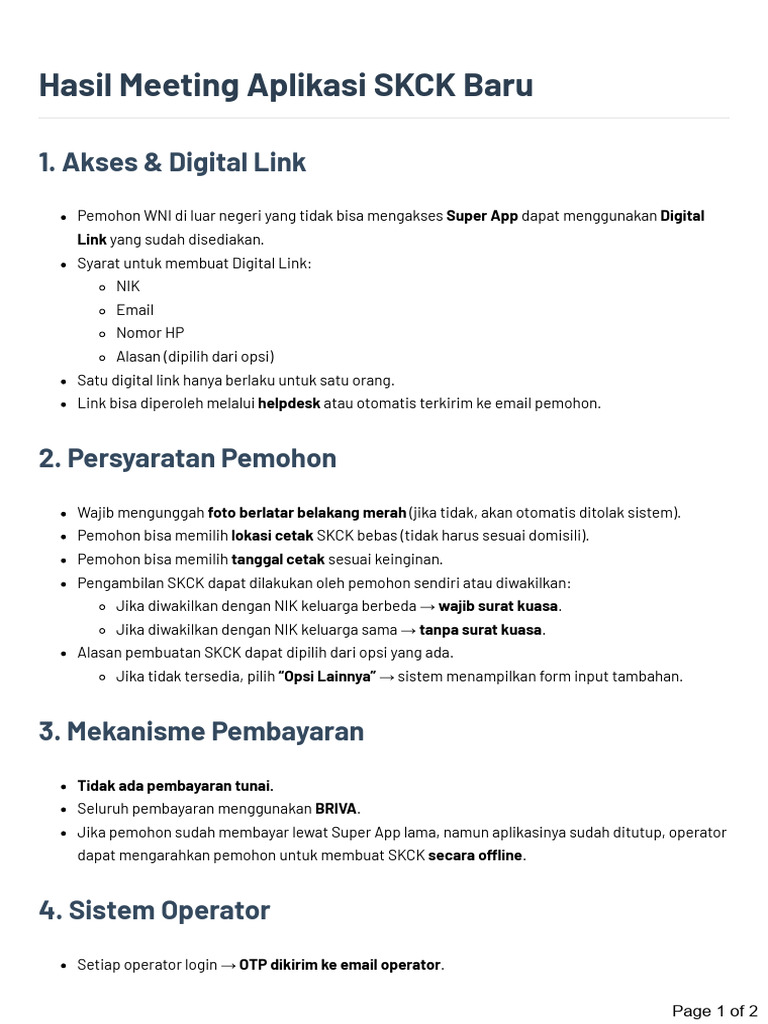 Hasil Meeting Aplikasi SKCK Baru | PDF