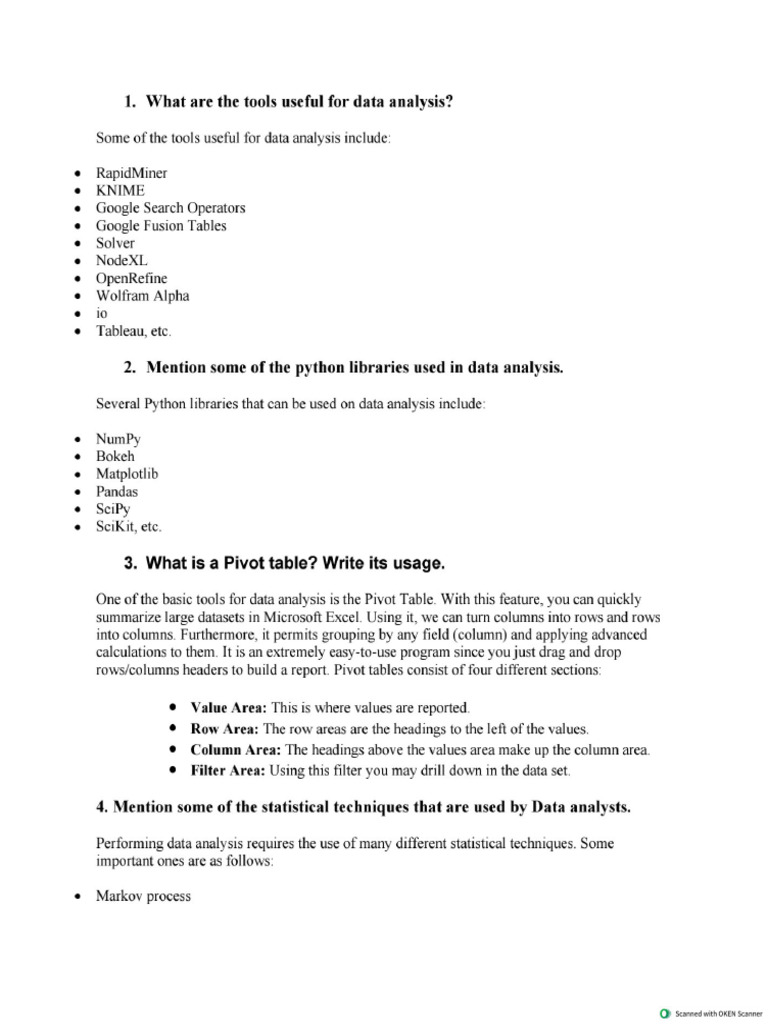 Data Analytics VIVA Questions and Answer | PDF