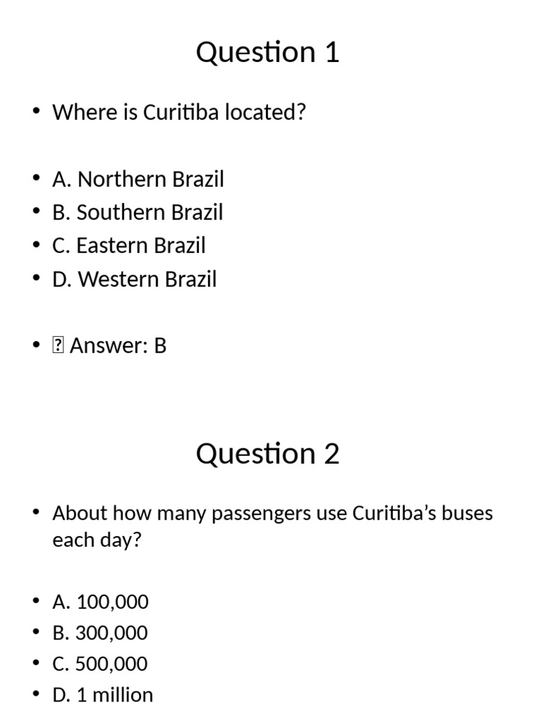 Reading Comprehension Questions With Answers | PDF | Bus | Public Transport