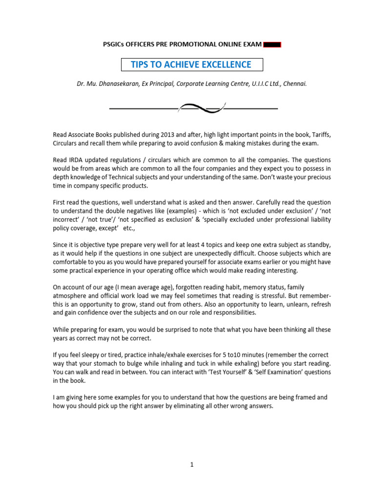 4.gipsa PP Exam Tips | PDF | Insurance