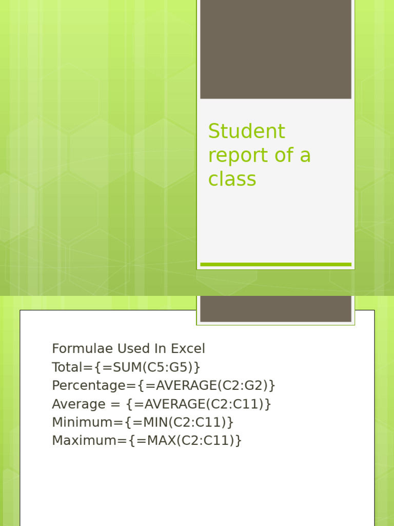 Student Report of A Class | PDF