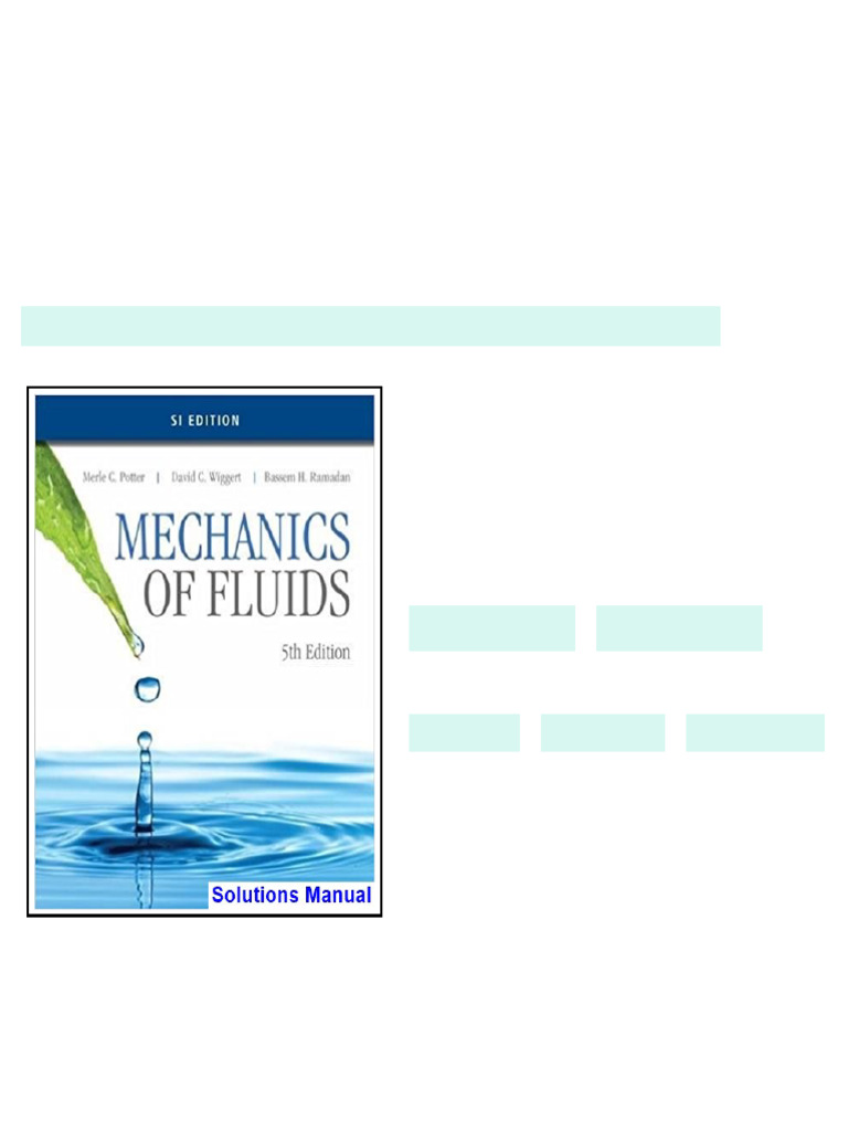 Mechanics of Fluids SI Edition 5th Edition Potter Solutions Manual