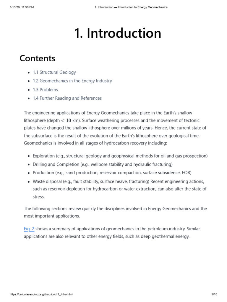 Introduction - Introduction To Energy Geomechanics | PDF | Geothermal ...