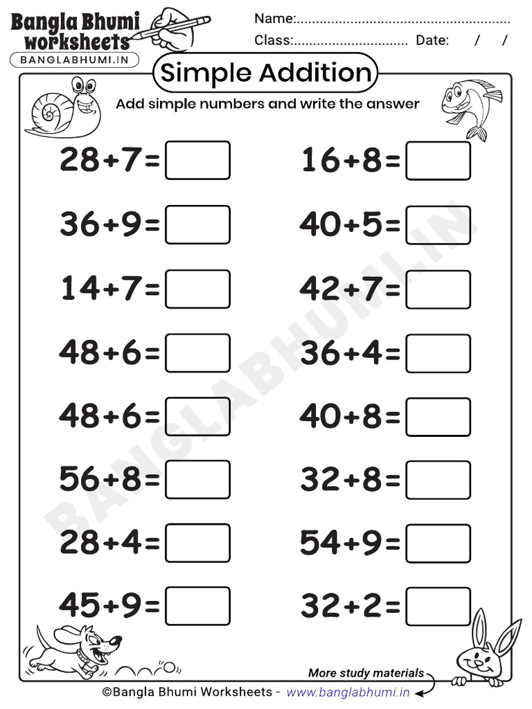 Simple Addition PDF Worksheet | PDF