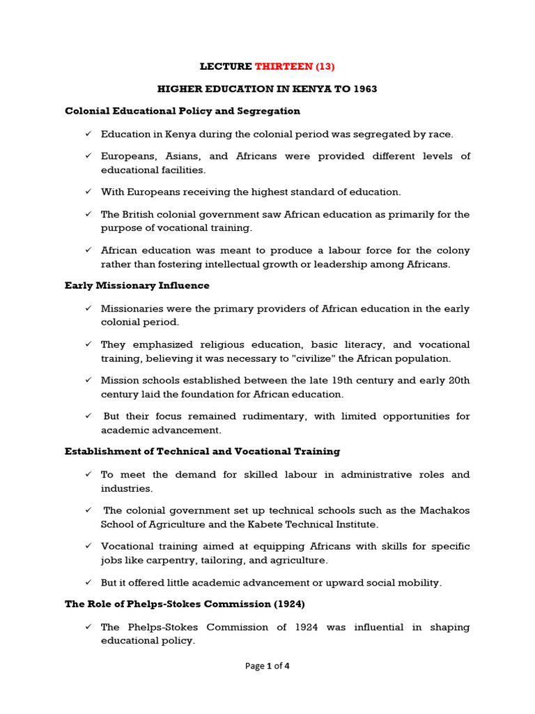 Edfo Lecture Thirteen (13) | PDF | Vocational Education | Kenya