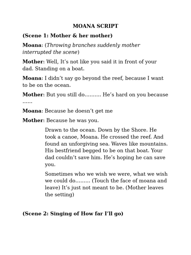 Moana Script | PDF