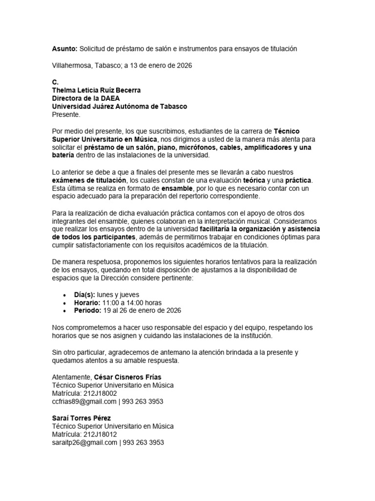 Solicitud Salón | PDF