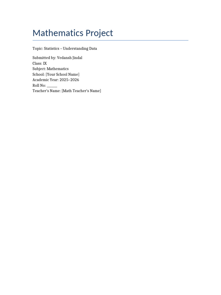 Statistics Project Class9 | PDF | Statistics | Data