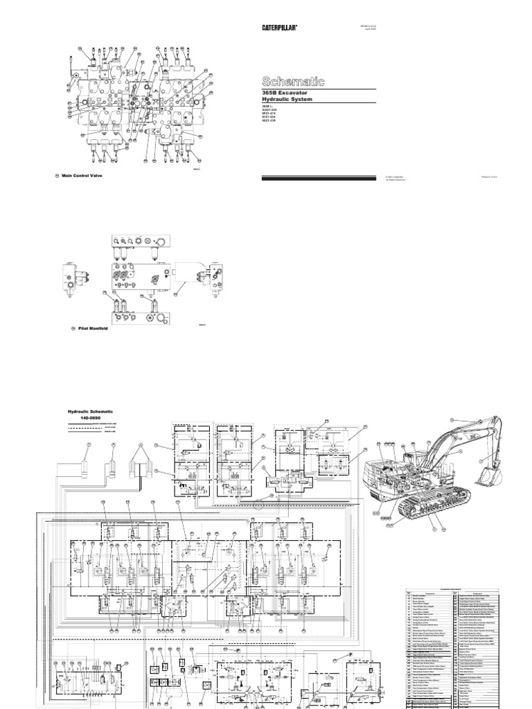 365B Excavator Hydraulic System Shematic | PDF | Valve | Pump