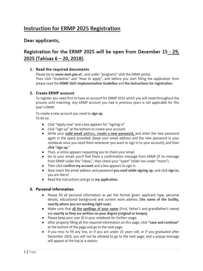 ERMP 2025 Registration Instruction | PDF