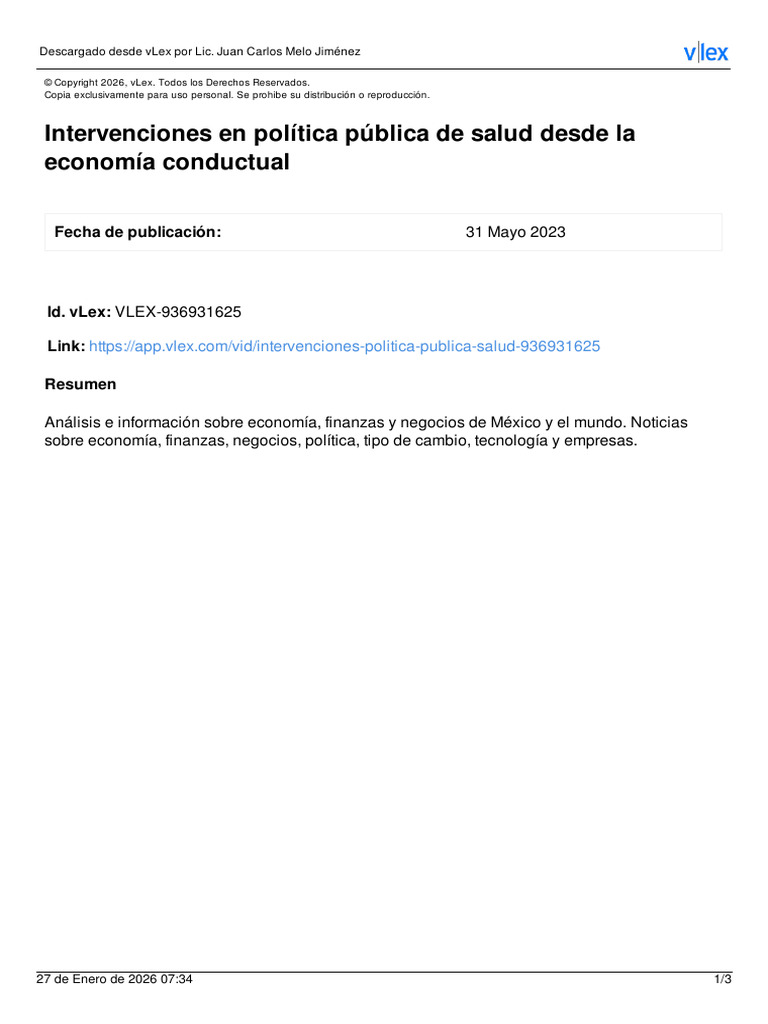 Intervenciones en Poltica Pblica de Salud Desde La Economa c | PDF ...