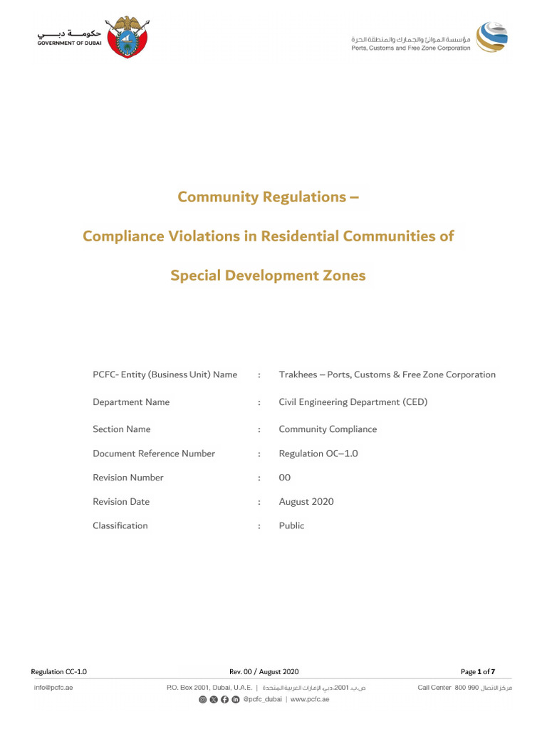 Regulation OC-01, Community Compliance Violations | PDF