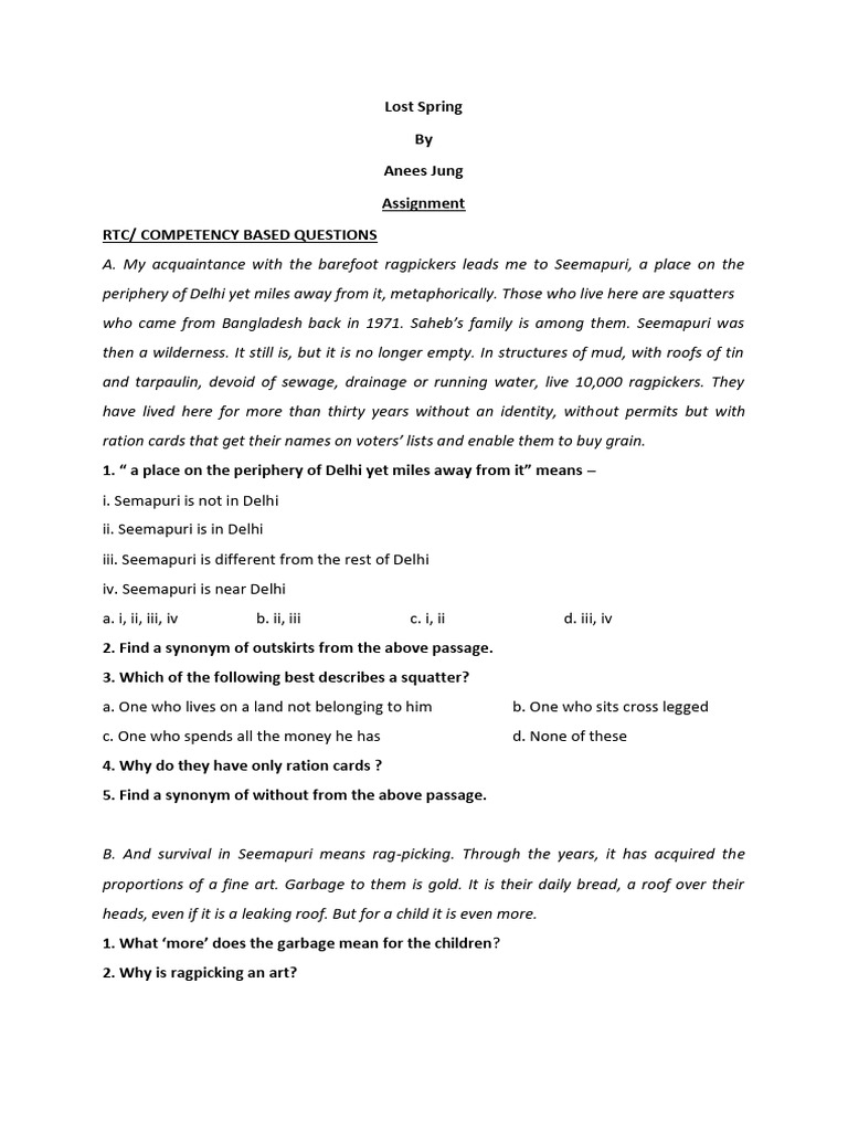 Lost Spring Assgn (1) | PDF