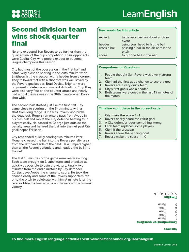 14 Football - Second Division Team Wins Shock Victory v2 a2 | PDF ...
