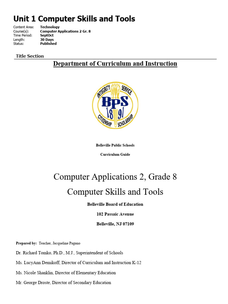 Unit - Unit 1 Computer Skills and Tools - 20260124220333 | PDF ...