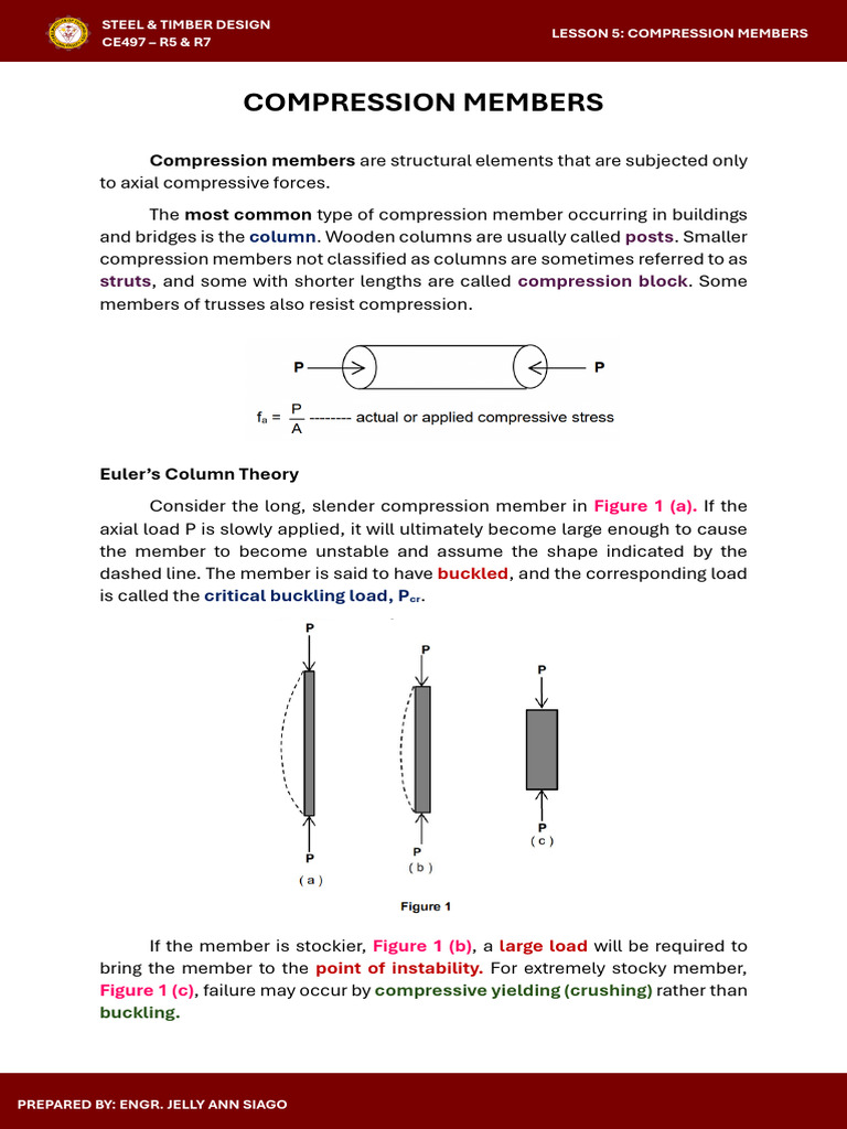 05 Compression Members | PDF | Buckling | Continuum Mechanics