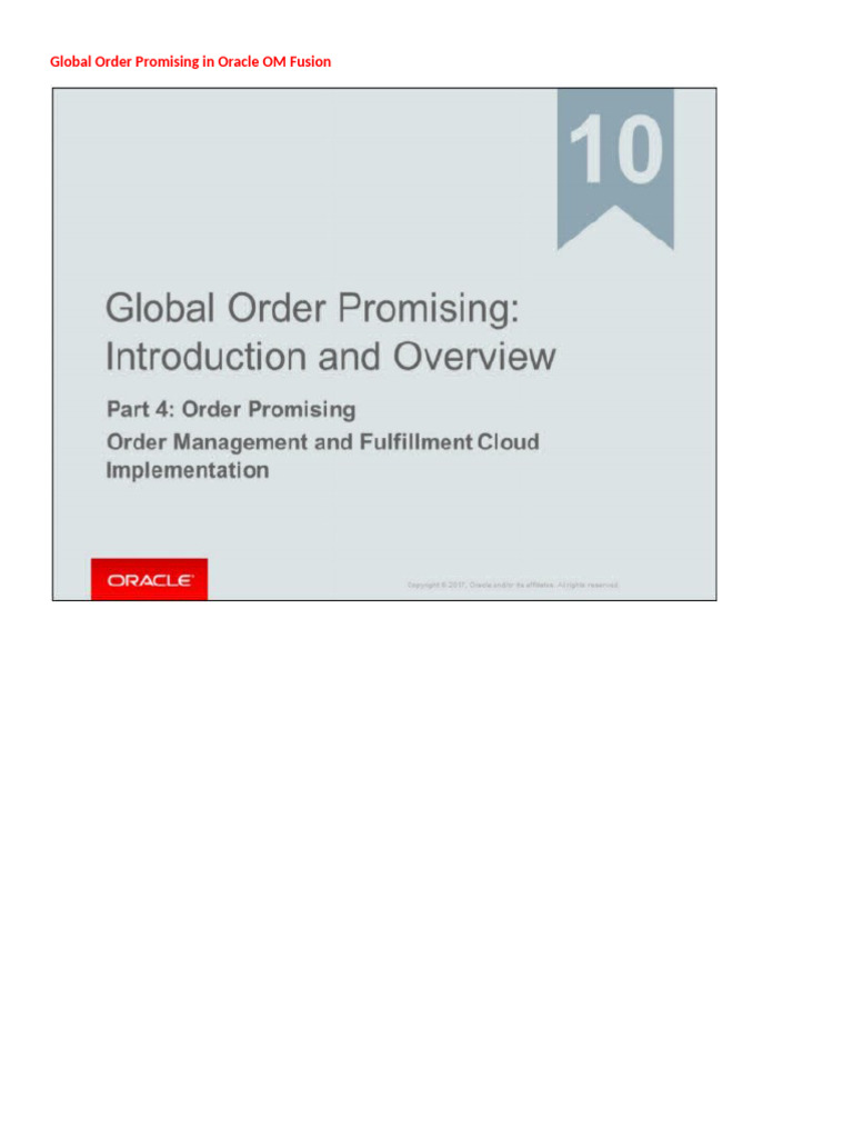 Global Order Promising - Introduction and Overview | PDF | Supply Chain ...