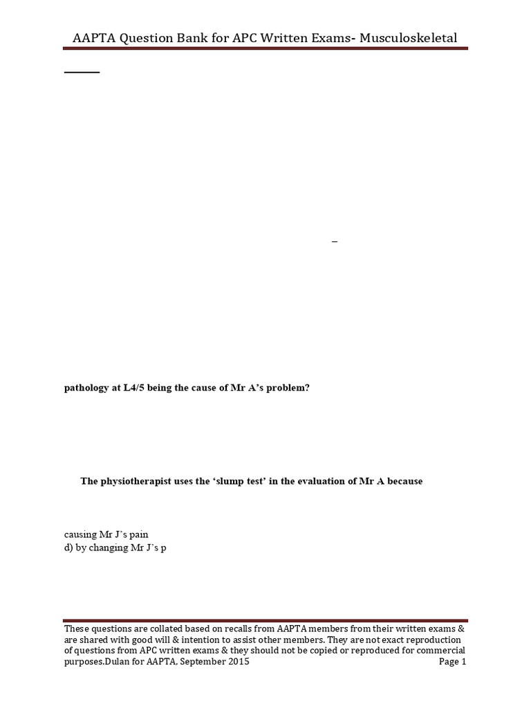 Musculoskeletal Aapta Question Bank | PDF | Anatomical Terms Of Motion ...