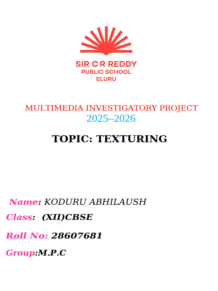 Manoz MM PRJT Finalised | PDF | Texture Mapping | 3 D Computer Graphics
