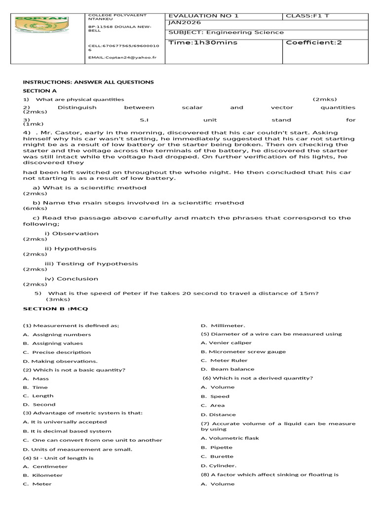 f1 ENGINEERING SCIENCE3 - Copie - Copie | PDF | Volume | Measurement