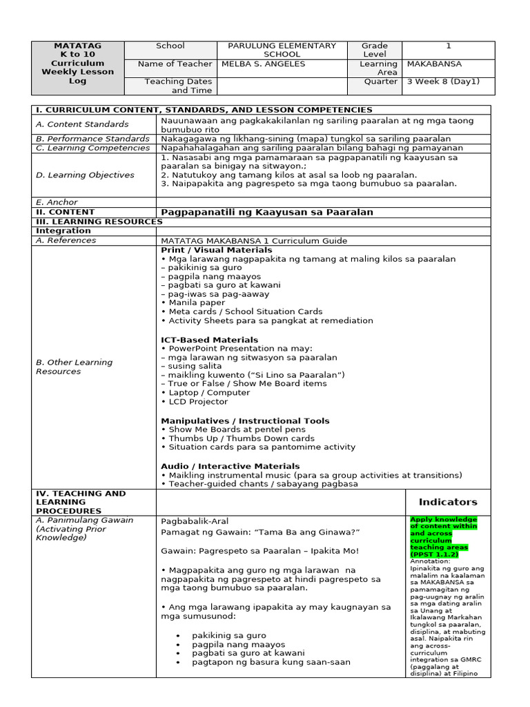 Reclass Demo Grade 1 DLP | PDF