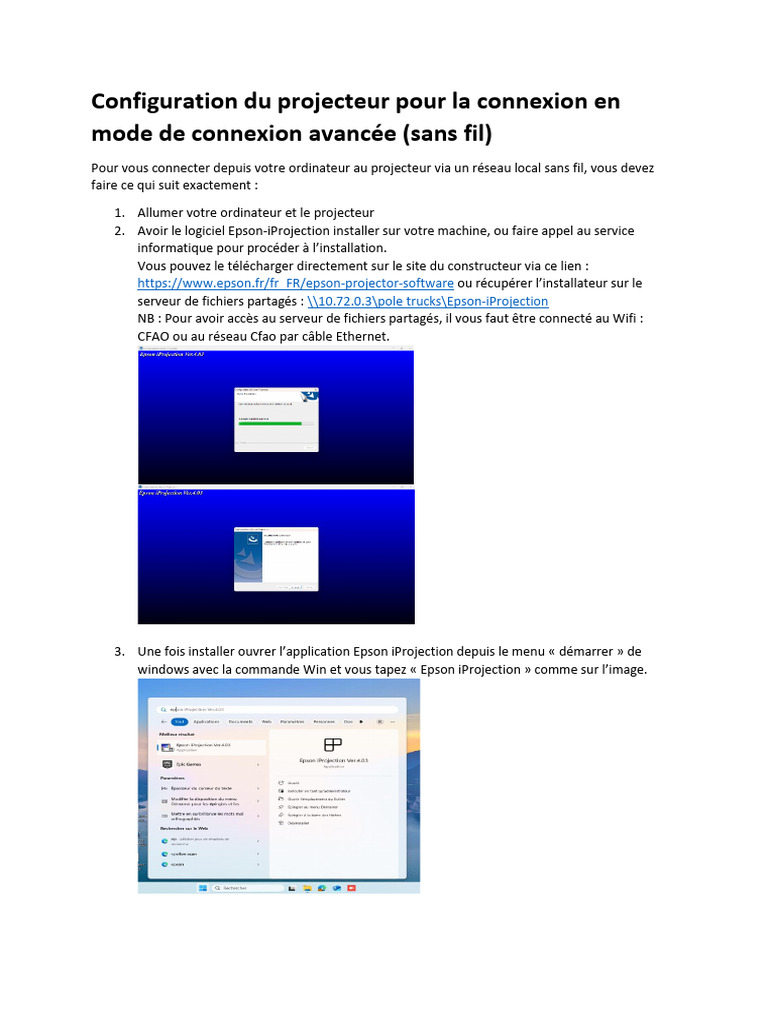 Configuration Epson Iprojection | PDF | Microsoft Windows | Logiciel