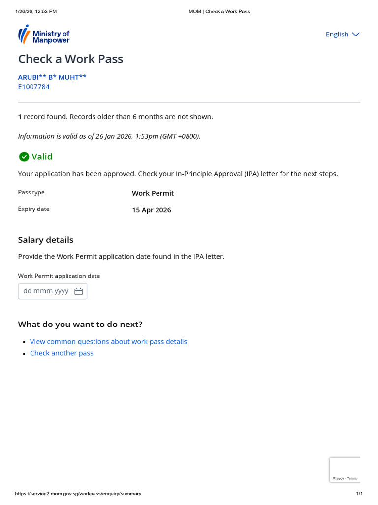 MOM - Check A Work Pass | PDF