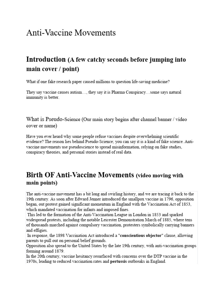 1st Script, Anti-Vaccine Movements | PDF | Vaccination | Vaccines