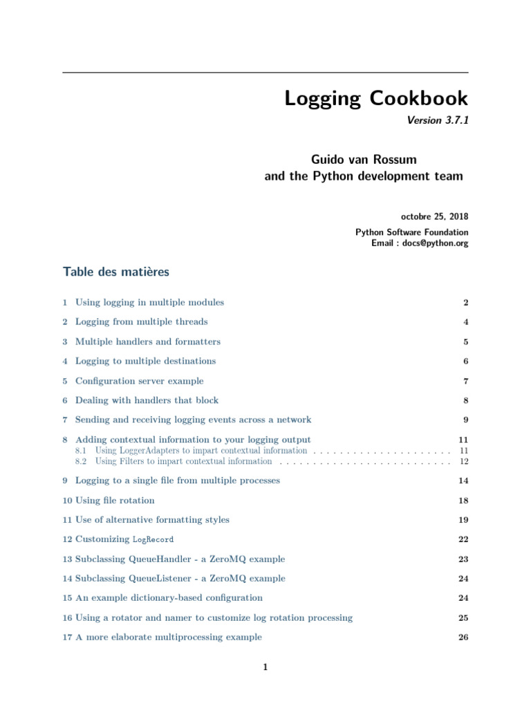 Howto Logging Cookbook | PDF | Parameter (Computer Programming) | Computing