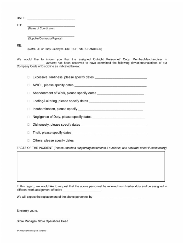 3P Violation Report Template | PDF