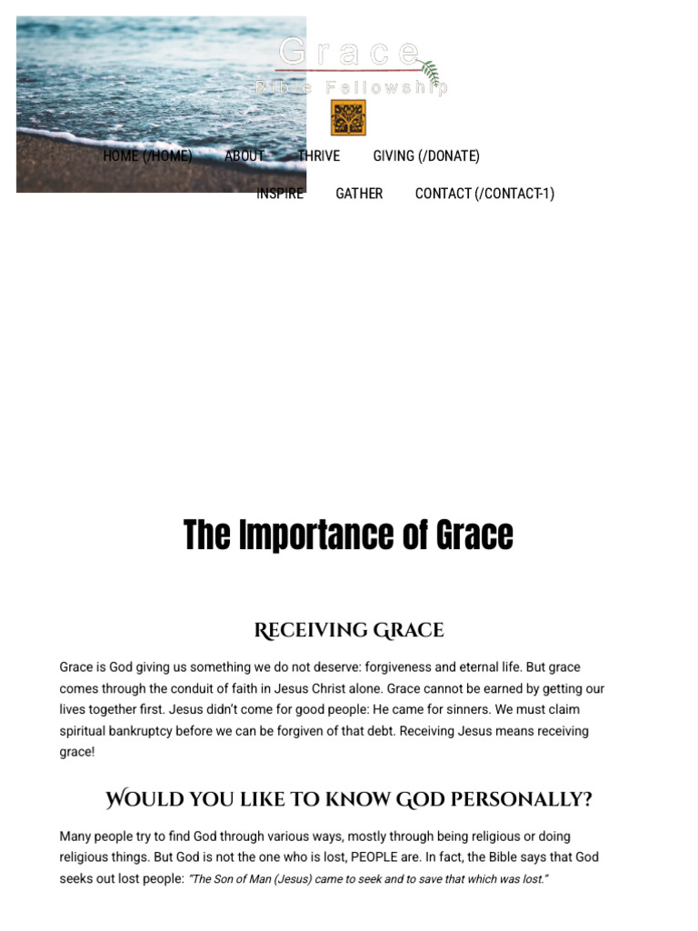 The Importance of Grace - Grace Bible Fellowship | PDF | Grace In ...
