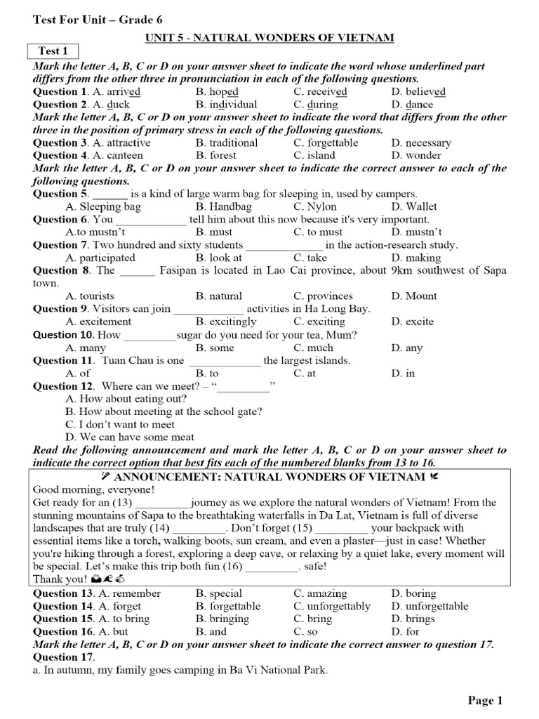 (HS) Test For Unit 5 | PDF