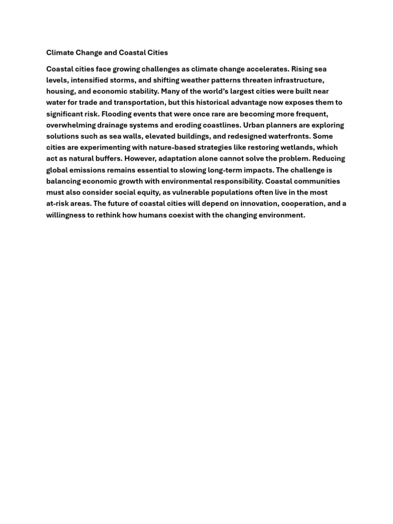 Climate Change and Coastal Cities | PDF