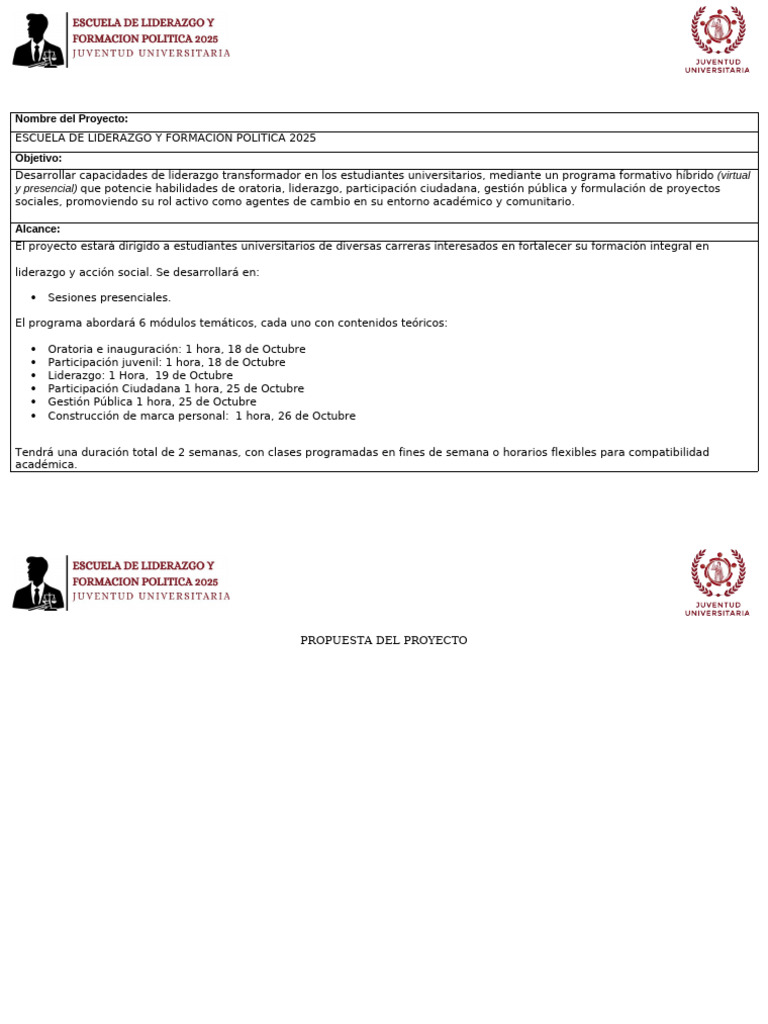 Formato Escuela de Liderazgo - Finally | PDF | Plan de estudios | Liderazgo
