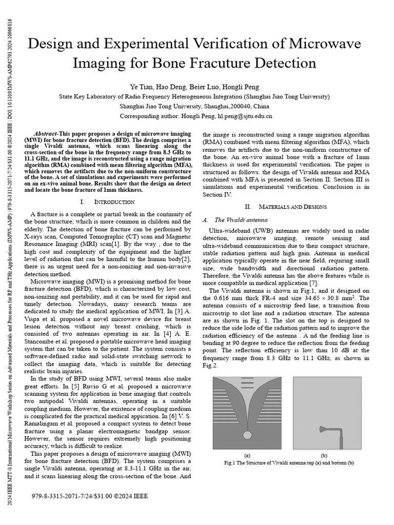 Design and Experimental Verification of Microwave Imaging For Bone ...