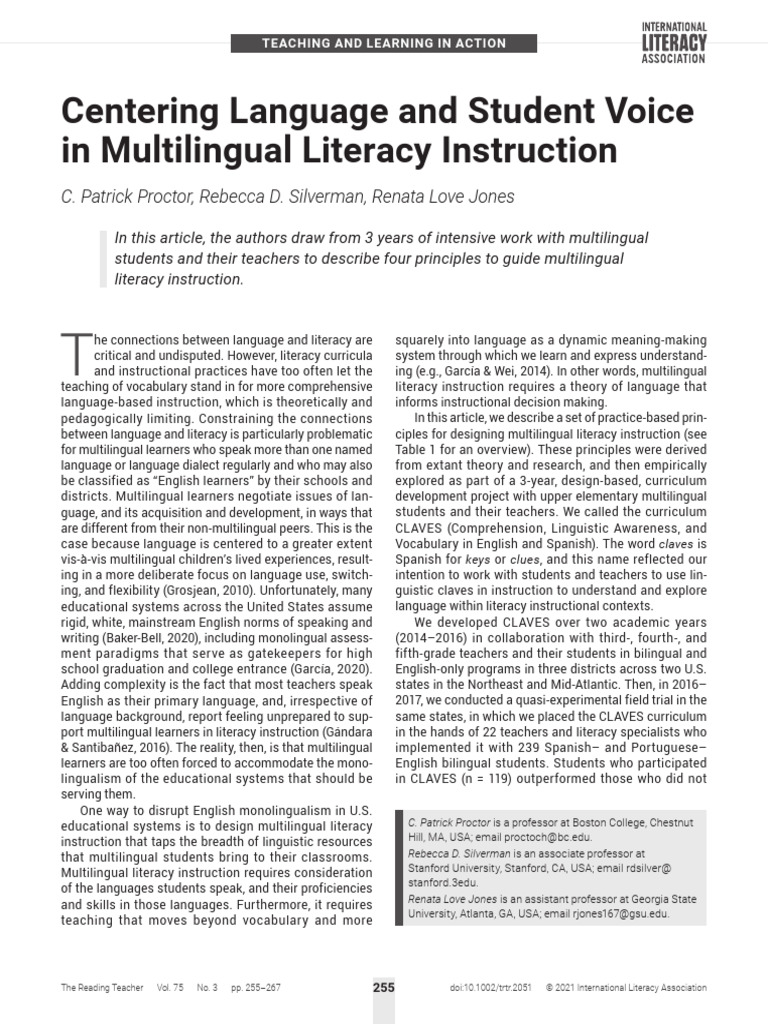 The Reading Teacher - 2021 - Proctor - Centering Language and Student ...