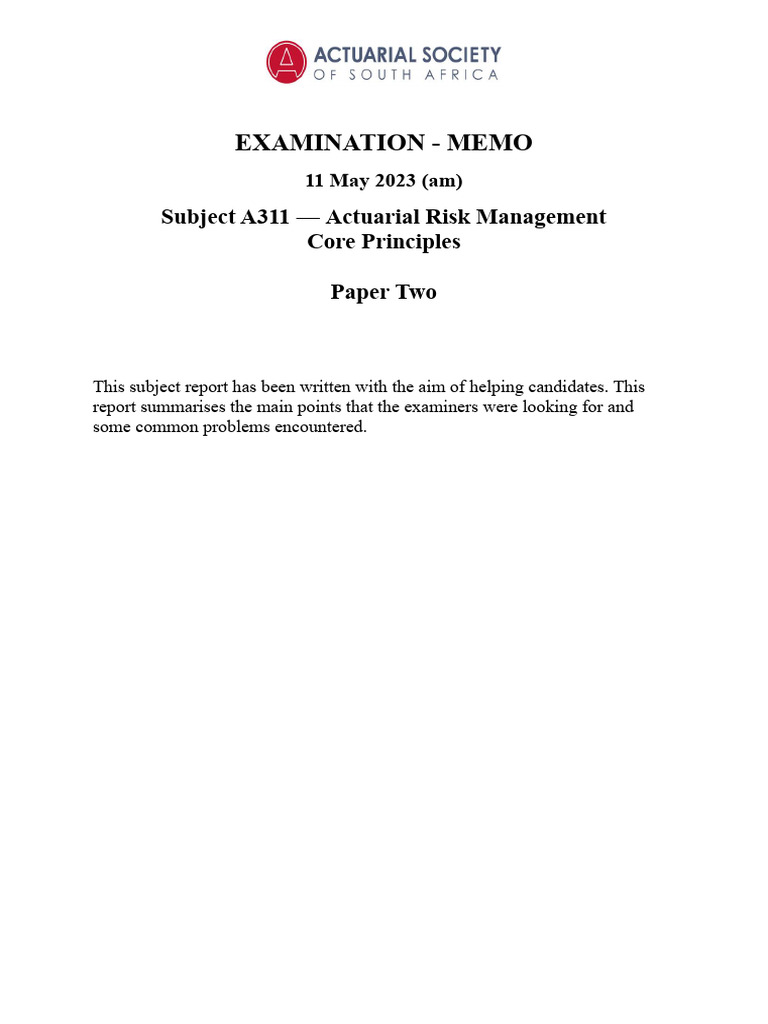 a311 June 2023 Paper 2 Examiners Report 1 | PDF | Insurance ...
