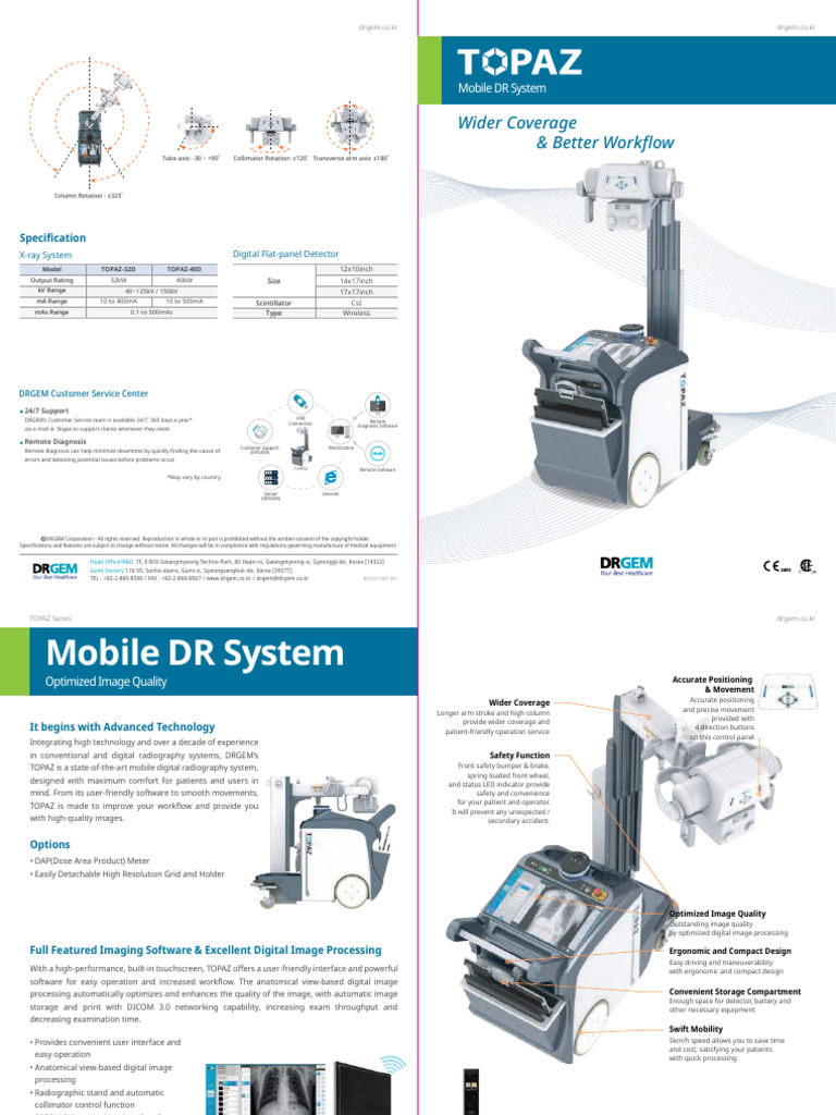 TOPAZ D Collapsible Column Brochure | PDF | Radiography | Computing