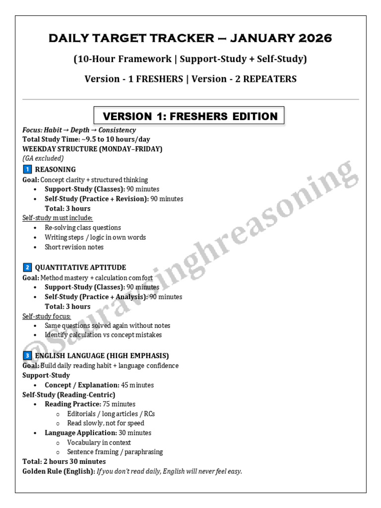 Daily Target Tracker (January 2026) by Saurav Singh - Removed | PDF ...