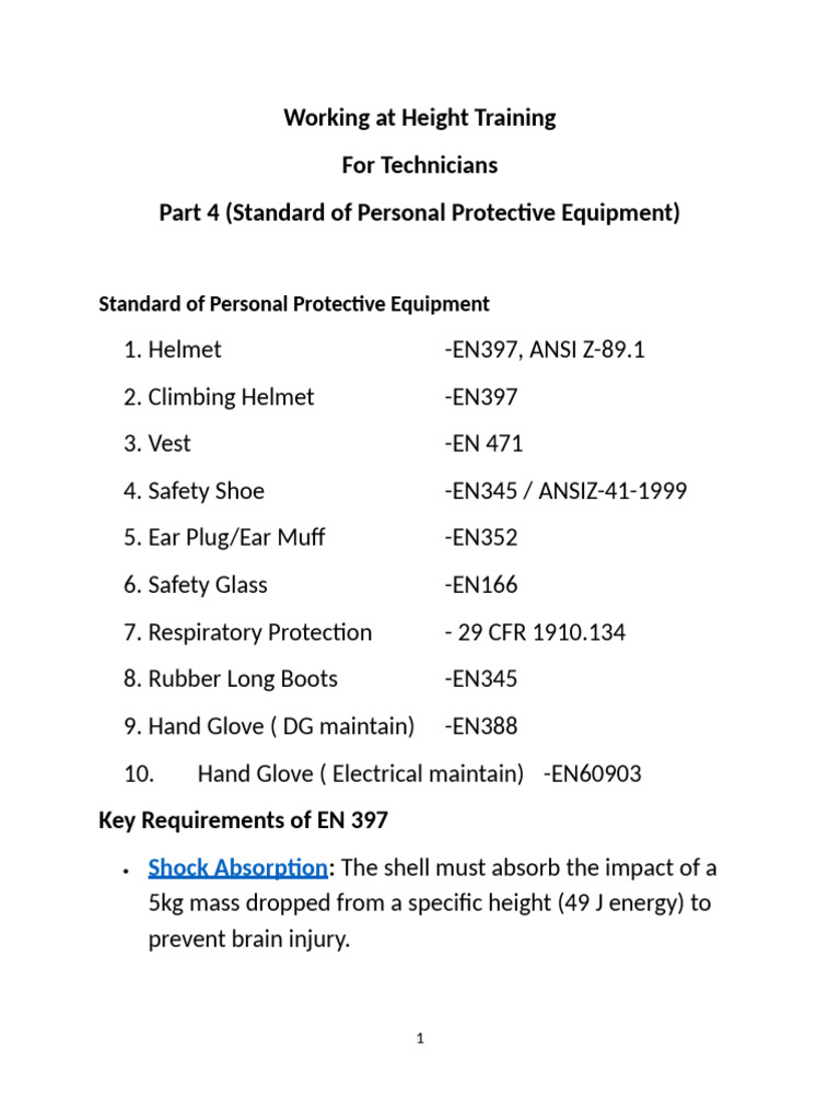 Working at Height Training Part 4 (Standard of Personal Protective ...