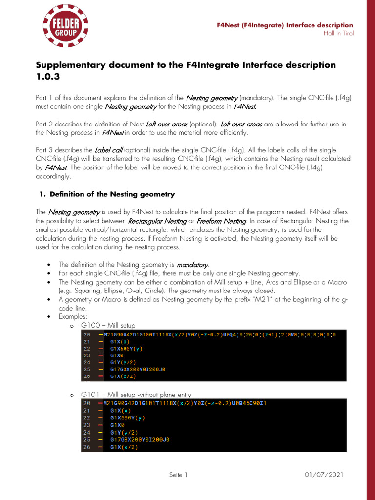 F4Integrate F4Nest Interface Description | PDF | Area | Rectangle