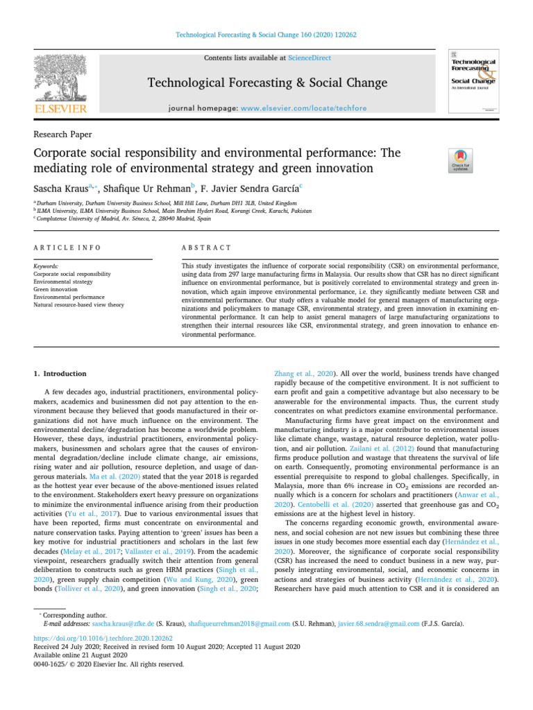 Corporate social responsibility and environmental performance: The ...