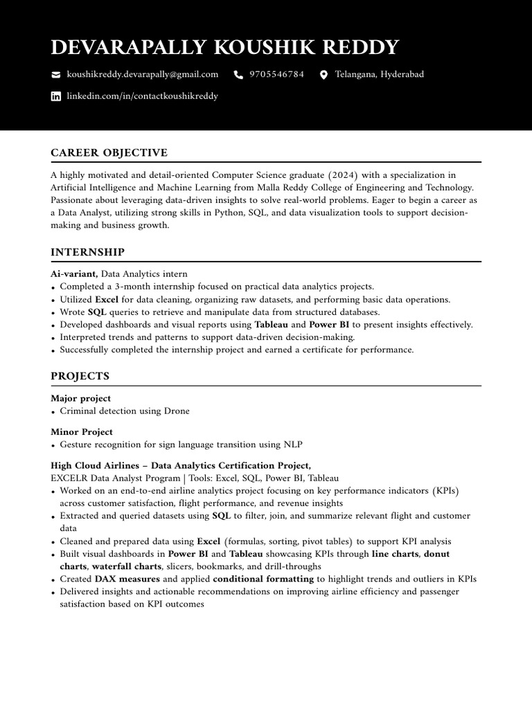 Devarapally Koushik Reddy Recent | PDF | Data Analysis | Analytics