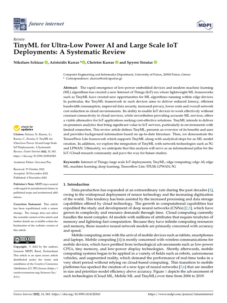 1. Futureinternet 14 00363 v2 | PDF | Internet Of Things | Machine Learning