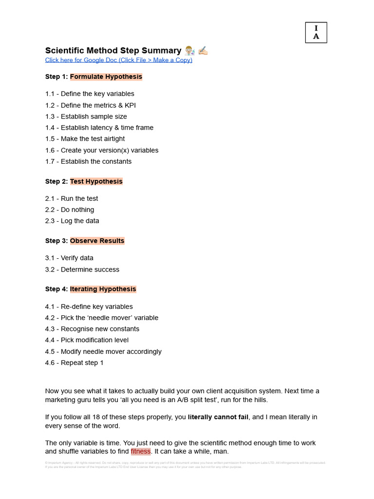Scientific Method Step Summary ?? ? ? | PDF