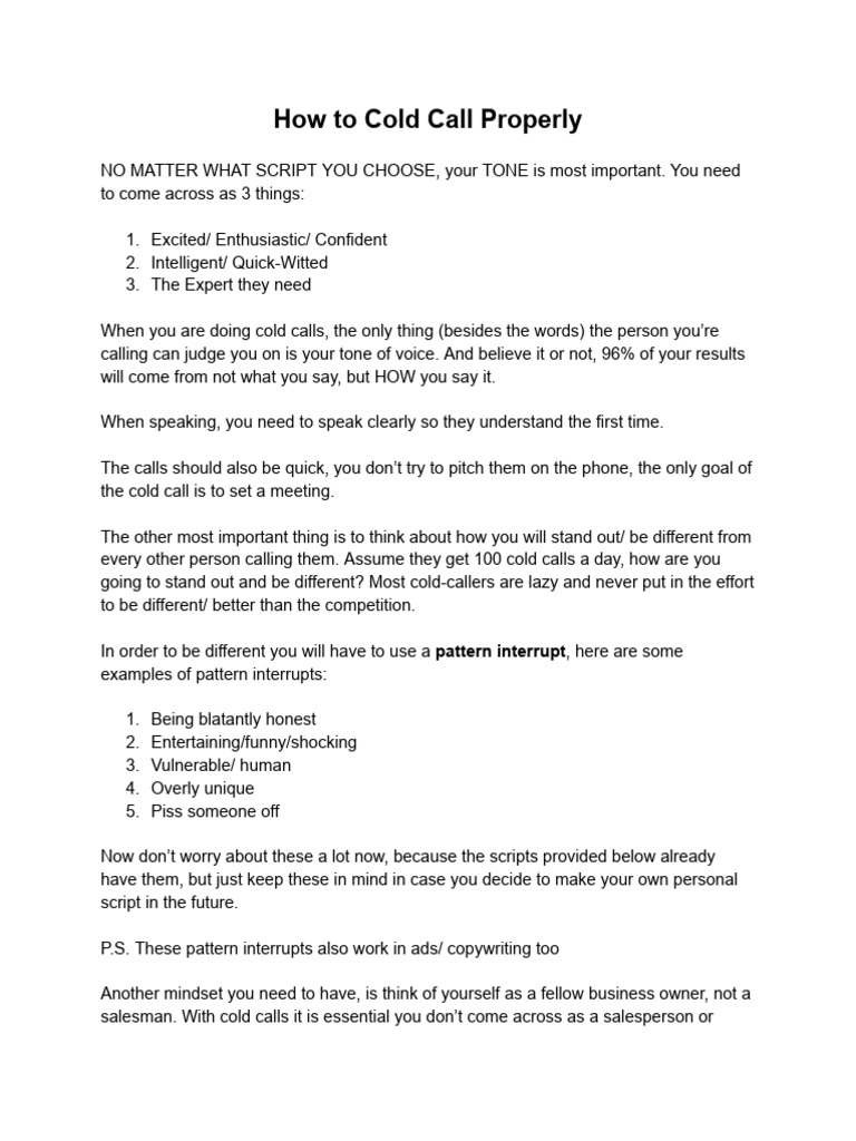Six Fig Agency - Cold Calling Script | PDF