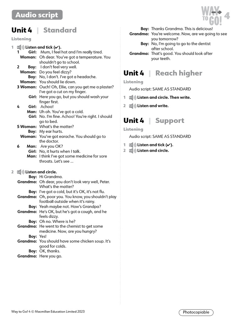 WTG4 Tests U04 Audio Script | PDF | Diseases And Disorders ...