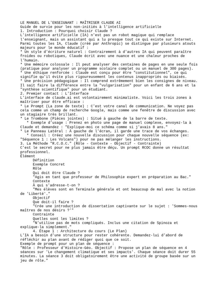 Copie de Guide Complet - Créer Des Cours Avec Claude AI | PDF ...